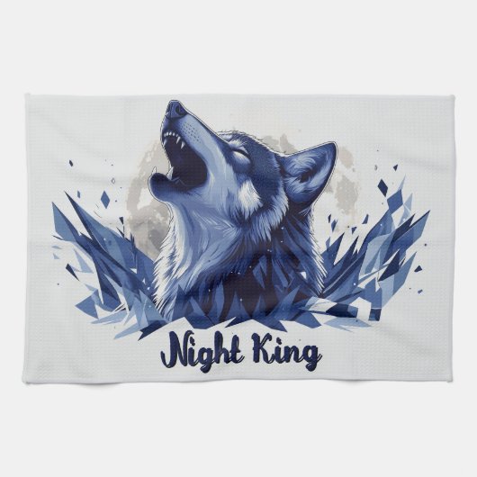 Nachtkönig - Howling Wolf mit Mond Geschirrtuch (Horizontal)