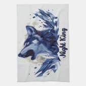 Nachtkönig - Howling Wolf mit Mond Geschirrtuch (Vertikal)