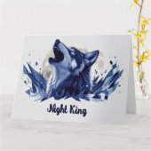 Nachtkönig - Howling Wolf mit Mond Karte (Gelbe Blume)