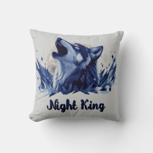 Nachtkönig - Howling Wolf mit Mond Kissen