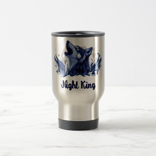 Nachtkönig - Howling Wolf mit Mond Reisebecher (Mittel)