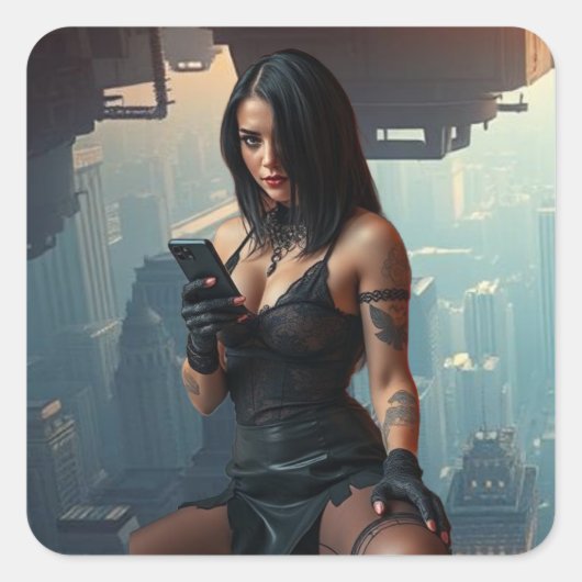 Nachtladies Quadratischer Aufkleber (Vorderseite)