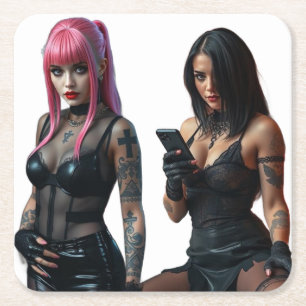 Nachtladies Rechteckiger Pappuntersetzer