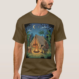 Nachtlagerfeuer unter Sternen Abenteuer T-Shirt