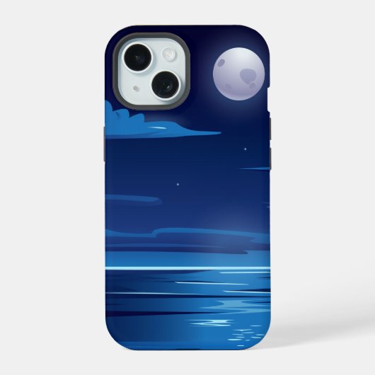 Nachtlandschaft mit Meer iPhone 15 Hülle (Rückseite)