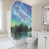 Nachtlandschaft Wasserfarbe, Milchstraße Duschvorhang (Beispiel)