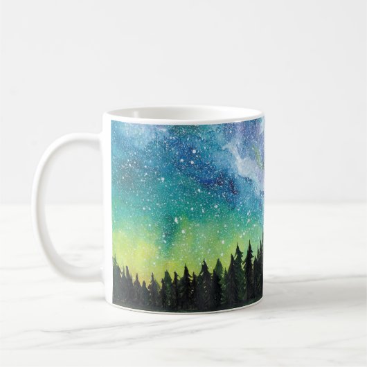 Nachtlandschaft Wasserfarbe, Milchstraße Kaffeetasse (Links)