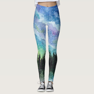 Nachtlandschaft Wasserfarbe, Milchstraße Leggings