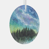 Nachtlandschaft Wasserfarbe, Milchstraße Ornament Aus Glas (Vorderseite Rechts)