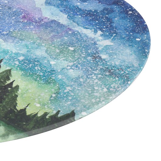 Nachtlandschaft Wasserfarbe, Milchstraße Schneidebrett (Ecke)