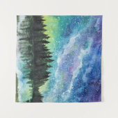 Nachtlandschaft Wasserfarbe, Milchstraße Wandteppich (Vorderseite (Horizontal))