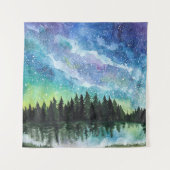 Nachtlandschaft Wasserfarbe, Milchstraße Wandteppich (Vorderseite)