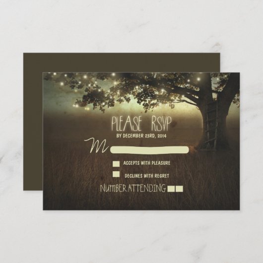 Nachtlanterns romantische Hochzeitskarte RSVP (Vorne/Hinten)