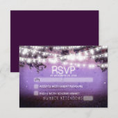 Nachtlaternen lila Hochzeit rsvp Karte (Vorne/Hinten)
