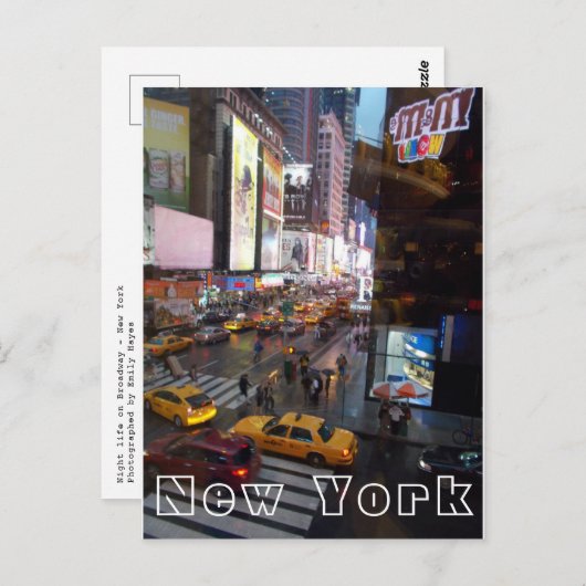 Nachtleben am Broadway - New York Postkarte (Vorne/Hinten)