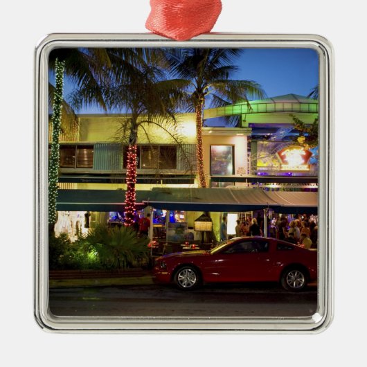 Nachtleben am Ocean Drive, South Beach, Miami Ornament Aus Metall (Vorne)