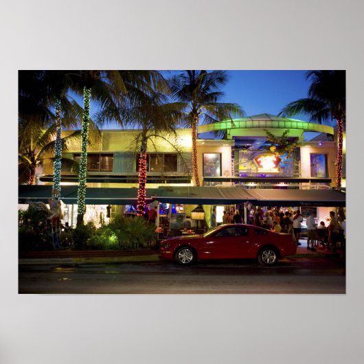 Nachtleben am Ocean Drive, South Beach, Miami Poster (Vorne)
