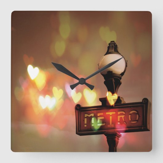 Nachtleben Paris Quadratische Wanduhr (Vorderseite)
