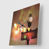 Nachtleben Paris Quadratische Wanduhr (Winkel)