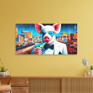 NACHTLEBEN VON SCHWEIN VEGAS 2 LEINWANDDRUCK