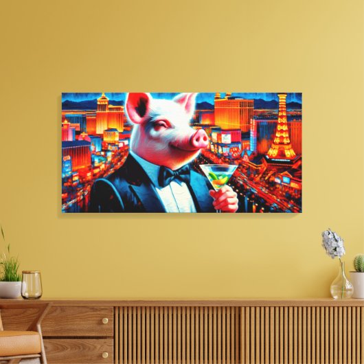 NACHTLEBEN VON SCHWEINEN VEGAS 3 LEINWANDDRUCK (Insitu (Wohnzimmer))