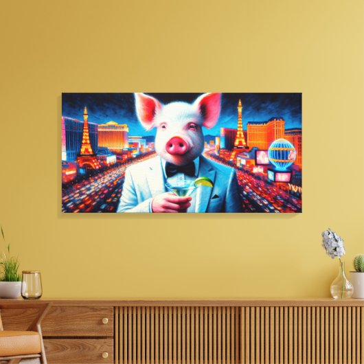 NACHTLEBEN VON SCHWEINEN VEGAS 4 LEINWANDDRUCK (Insitu (Wohnzimmer))