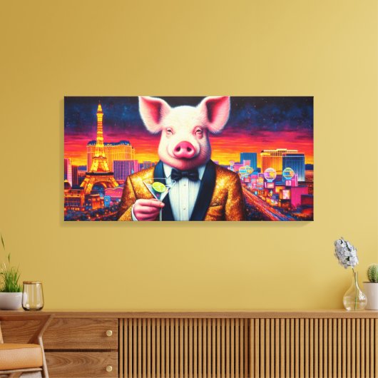NACHTLEBEN VON SCHWEINEN VEGAS 7 LEINWANDDRUCK (Insitu (Wohnzimmer))