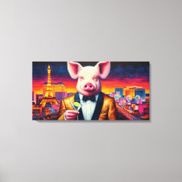 NACHTLEBEN VON SCHWEINEN VEGAS 7 LEINWANDDRUCK