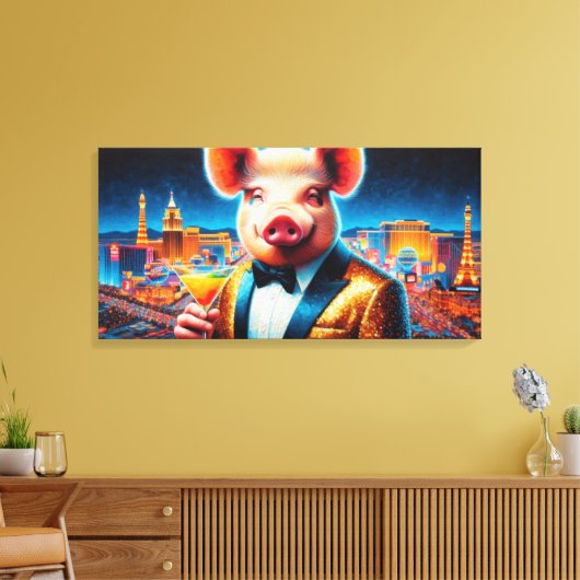 NACHTLEBEN VON SCHWEINEN VEGAS 8 LEINWANDDRUCK (Insitu (Wohnzimmer))