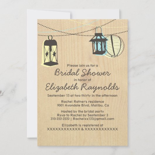 Nachtleuchten Bridal Dusche Einladungen (Vorderseite)
