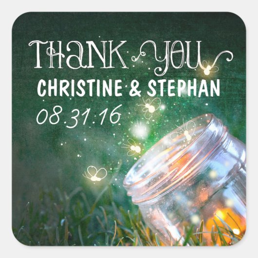 Nachtleuchten, die auf Glas Hochzeitsaufklebern Quadratischer Aufkleber (Vorderseite)