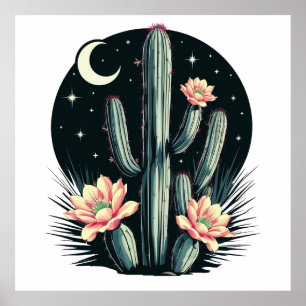 Nächtliche Kaktusblüte Poster