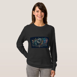 Nächtliche Wachsamkeit Waschbär Langarmshirt T-Shirt