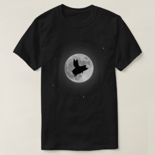 Nächtlicher Fliegen-Schwein-T - Shirt