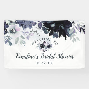 Nächtlicher Floral Navy Blau Brautparty Willkommen Banner