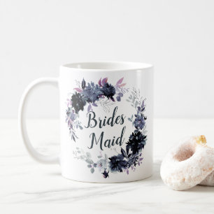 Nächtlicher Floraler Kranz Chic Brautjungfer Kaffeetasse