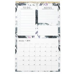 Nächtlicher Floraler Wasserfarben-Jahres- und Mona Kalender