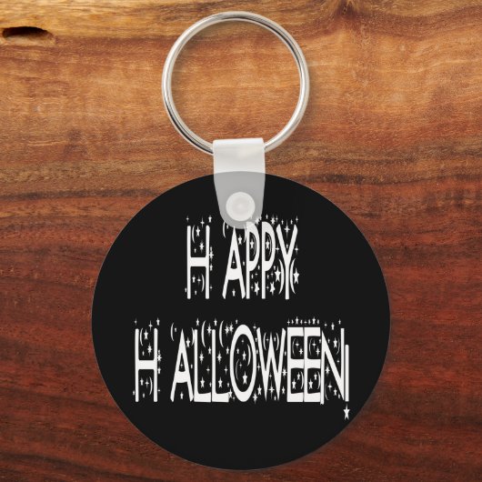 nächtlicher Happy Halloween Text Schlüsselanhänger (Vorderseite)