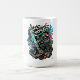 Nächtlicher Navigator Waschbär Langarmshirt Kaffeetasse