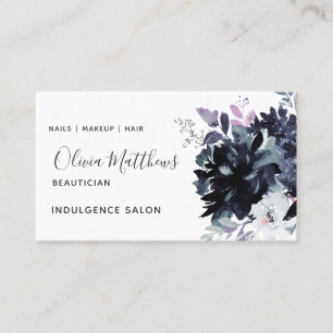 Nächtliches Florales Aquarell Marineblaues Soziale Visitenkarte