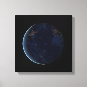 Nachtlicht auf der Erde (Western Hemisphäre) Leinwanddruck