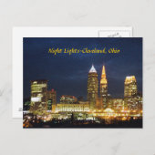 Nachtlicht Cleveland Ohio Postkarte (Vorne/Hinten)