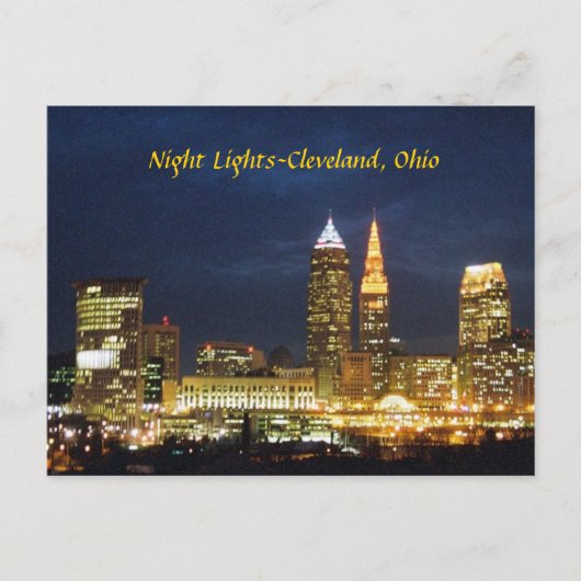Nachtlicht Cleveland Ohio Postkarte (Vorderseite)