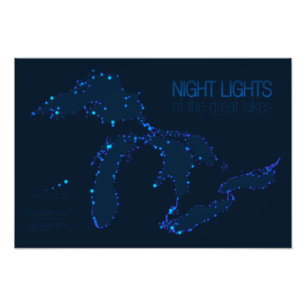 Nachtlicht der Großen Seen 19x13 Foto Print