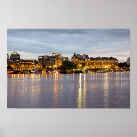 Nachtlicht im Hafen von Victoria Poster (Vorne)