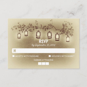 Nachtlicht - Lanterns Rustikale Hochzeitkarte RSVP Karte
