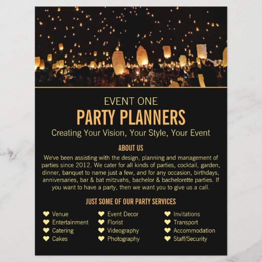 Nachtlicht, Party-Event-Plannerwerbung Flyer (Vorne)