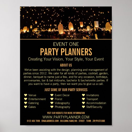Nachtlicht, Party-Event-Plannerwerbung Poster (Vorne)