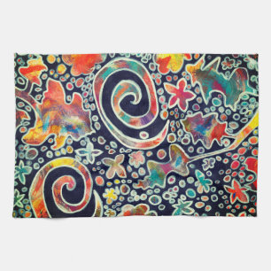 Nachtlicht Reflektion Original Abstraktes Kunstwer Geschirrtuch