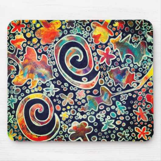 Nachtlicht Reflektion Original Abstraktes Kunstwer Mousepad (Vorne)